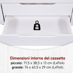 Letto Matrimoniale 160x200 cm Legno Bianco con Rete Cassetti Comodini
