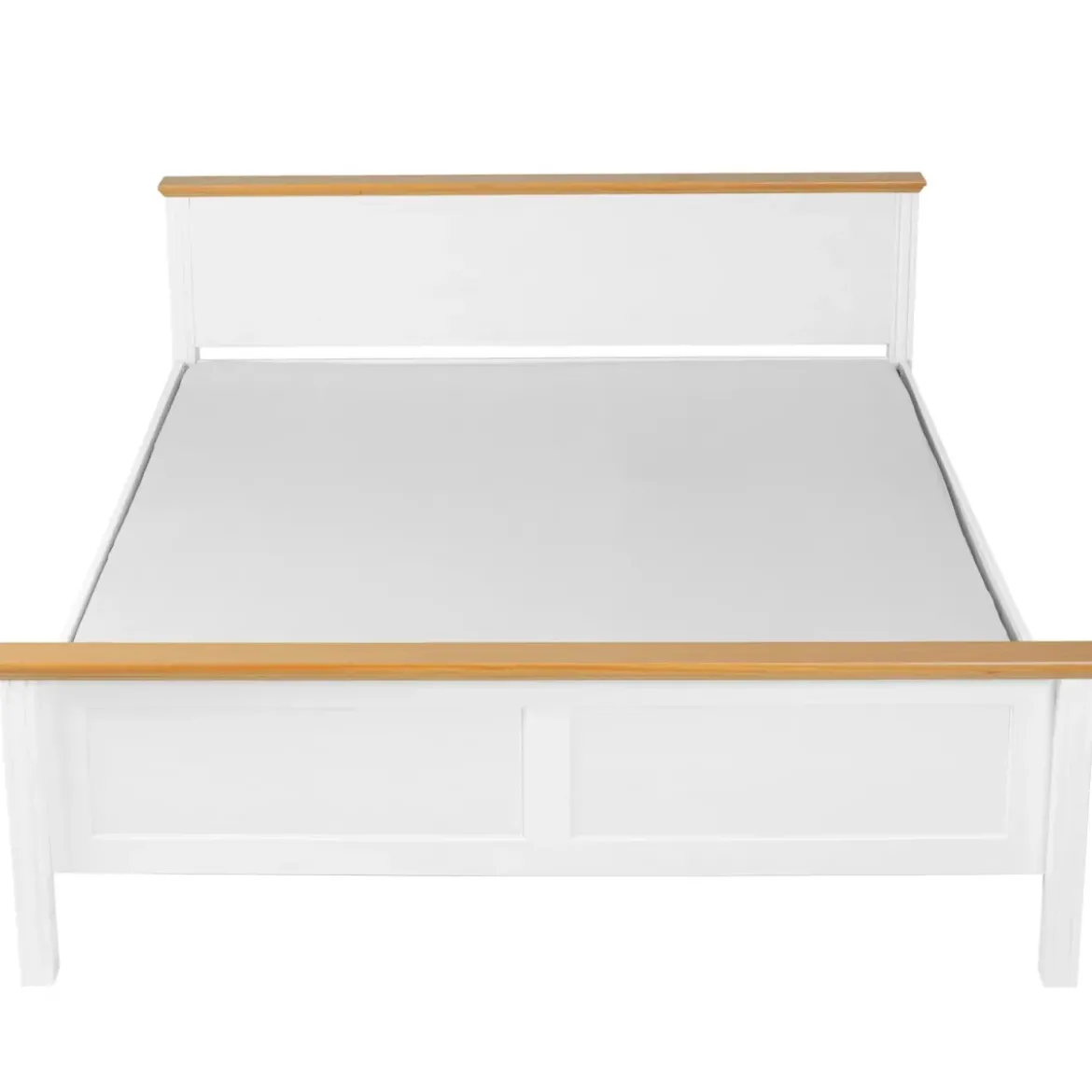 Letto Matrimoniale 160x200 cm Pino Massello Bianco Rovere con Testiera
