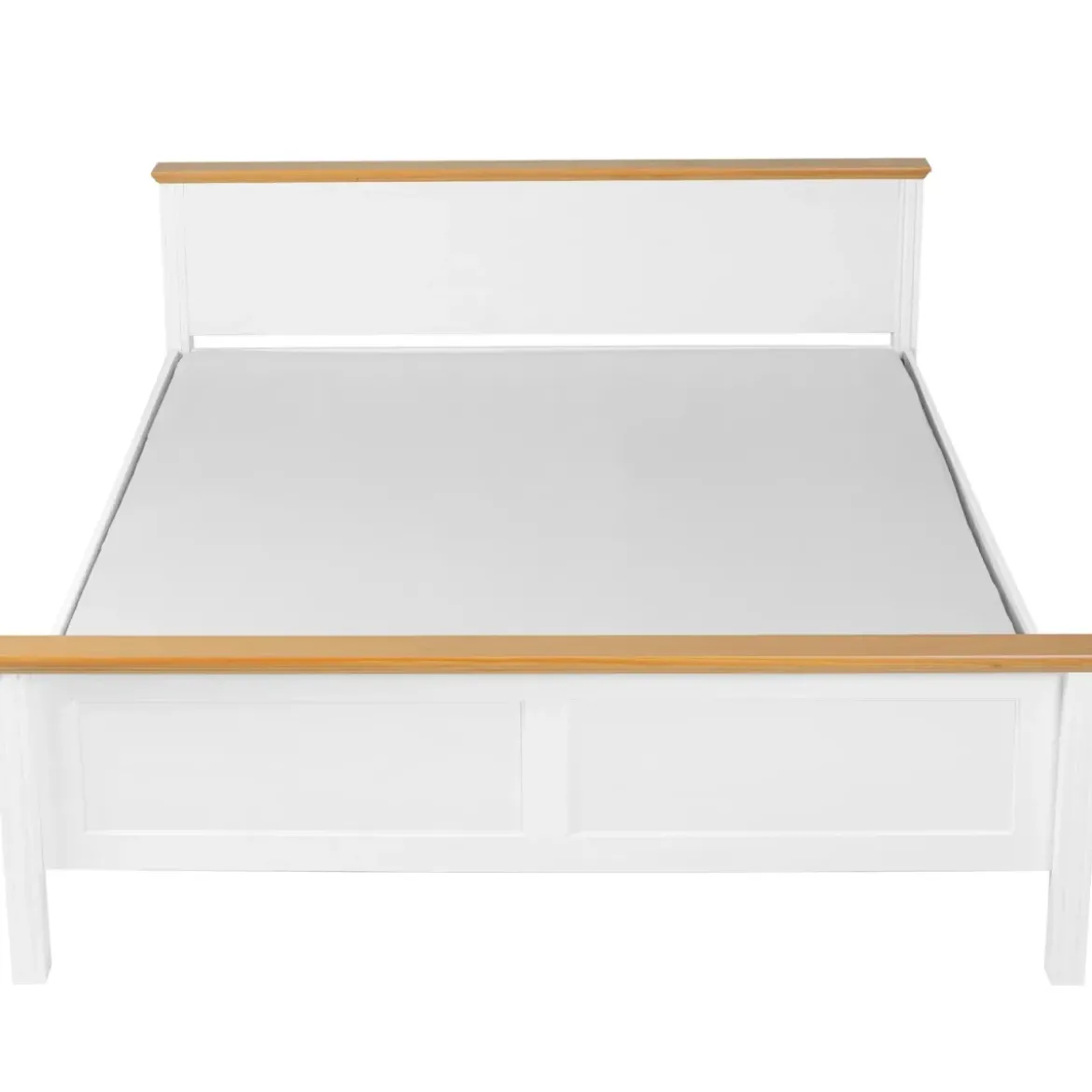 Letto Matrimoniale 180x200 cm Pino Massello Bianco Rovere con Testiera