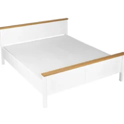 Letto Matrimoniale 180x200 cm Pino Massello Bianco Rovere con Testiera