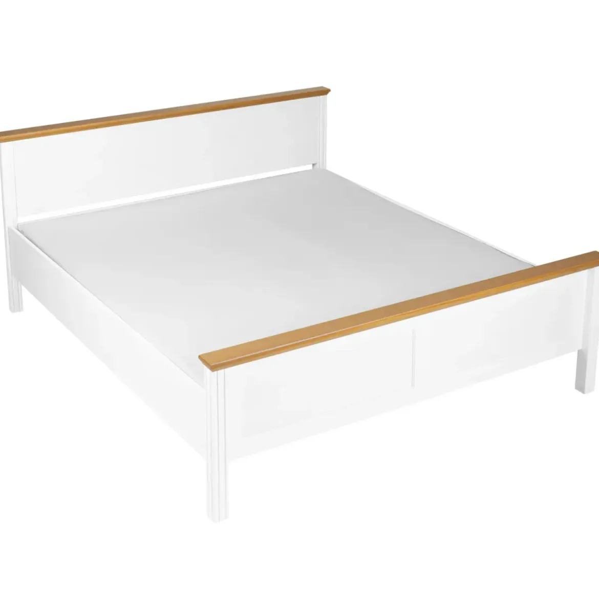 Letto Matrimoniale 180x200 cm Pino Massello Bianco Rovere con Testiera