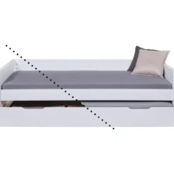 Letto Singolo Bianco con Cassettone Contenitore Estraibile da Cameretta