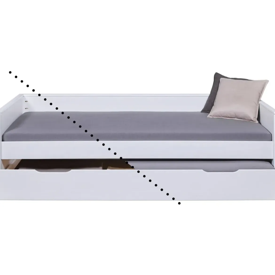 Letto Singolo Bianco con Cassettone Contenitore Estraibile da Cameretta