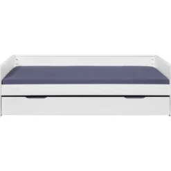 Letto Singolo Bianco con Cassettone Contenitore Estraibile da Cameretta