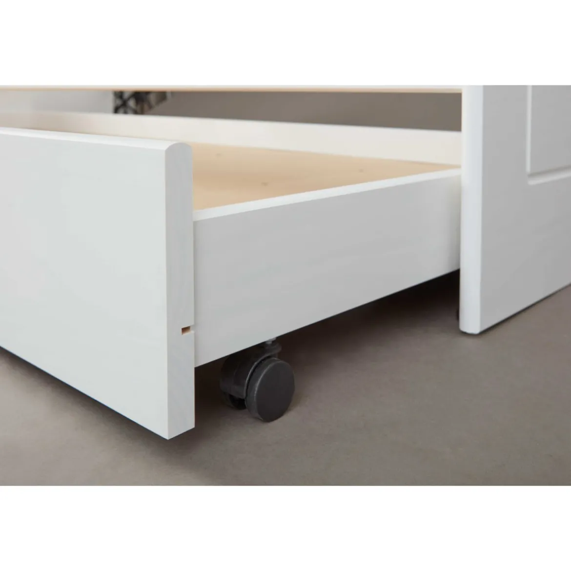 Letto Singolo Bianco Salvaspazio Mobile con Cassettone Estraibile 90x200
