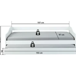 Letto Singolo con Cassettone Estraibile Contenitore Salvaspazio 90x190