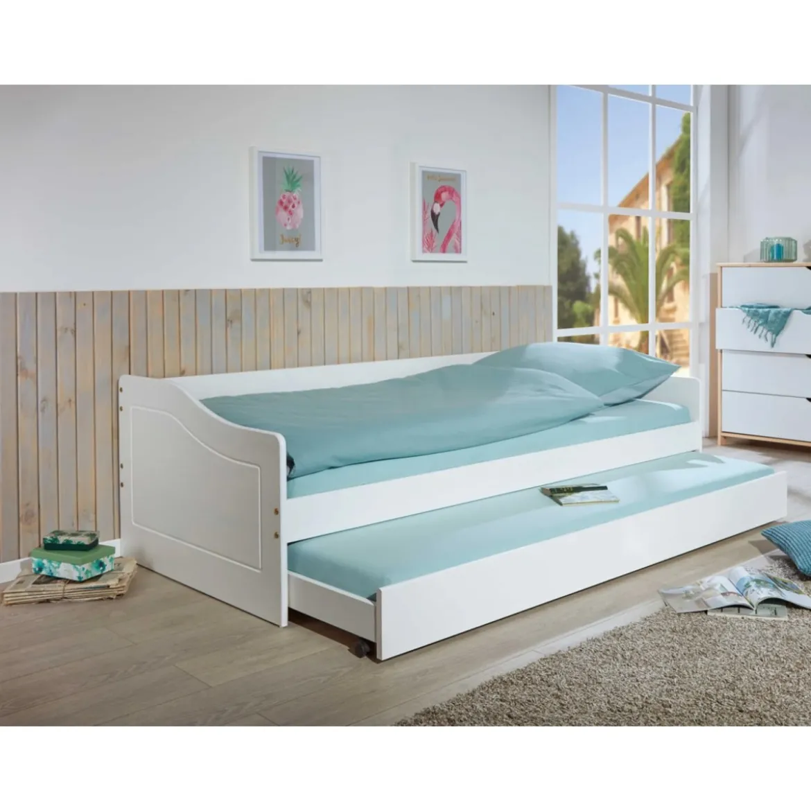 Letto Singolo con Cassettone Estraibile Contenitore Salvaspazio 90x190