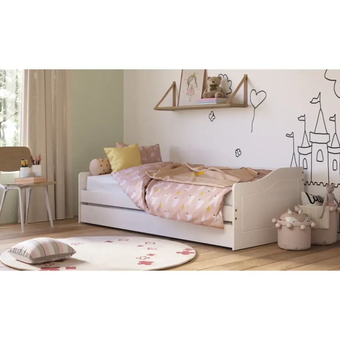 Letto Singolo con Cassettone Estraibile Contenitore Salvaspazio 90x190