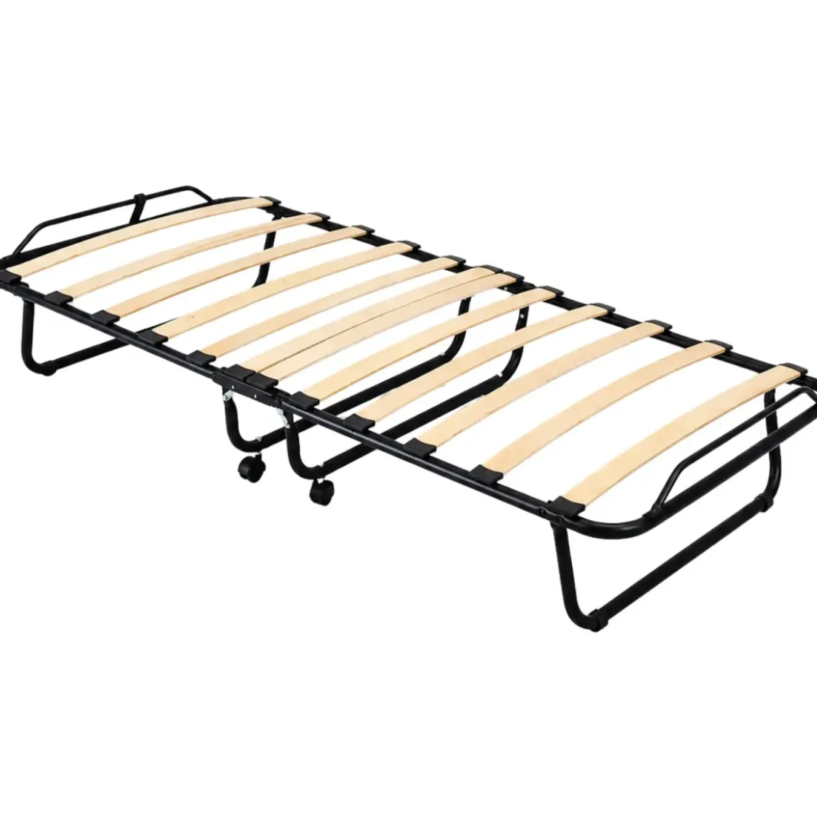 Letto Singolo Pieghevole in Acciaio con Materasso 80x190 cm con Ruote