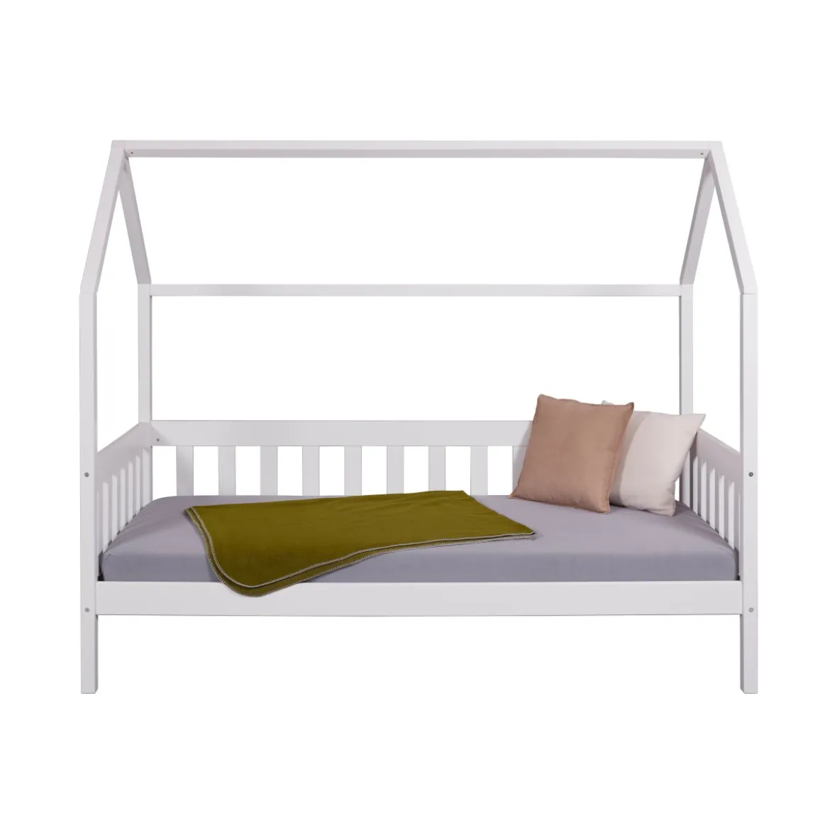 Letto singolo 90x200 cm Bianco con Tetto Doghe
