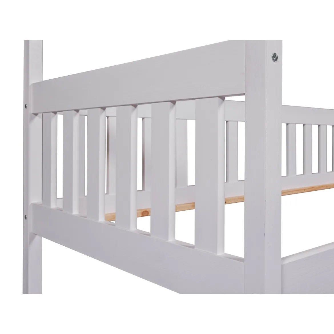 Letto singolo 90x200 cm Bianco con Tetto Doghe