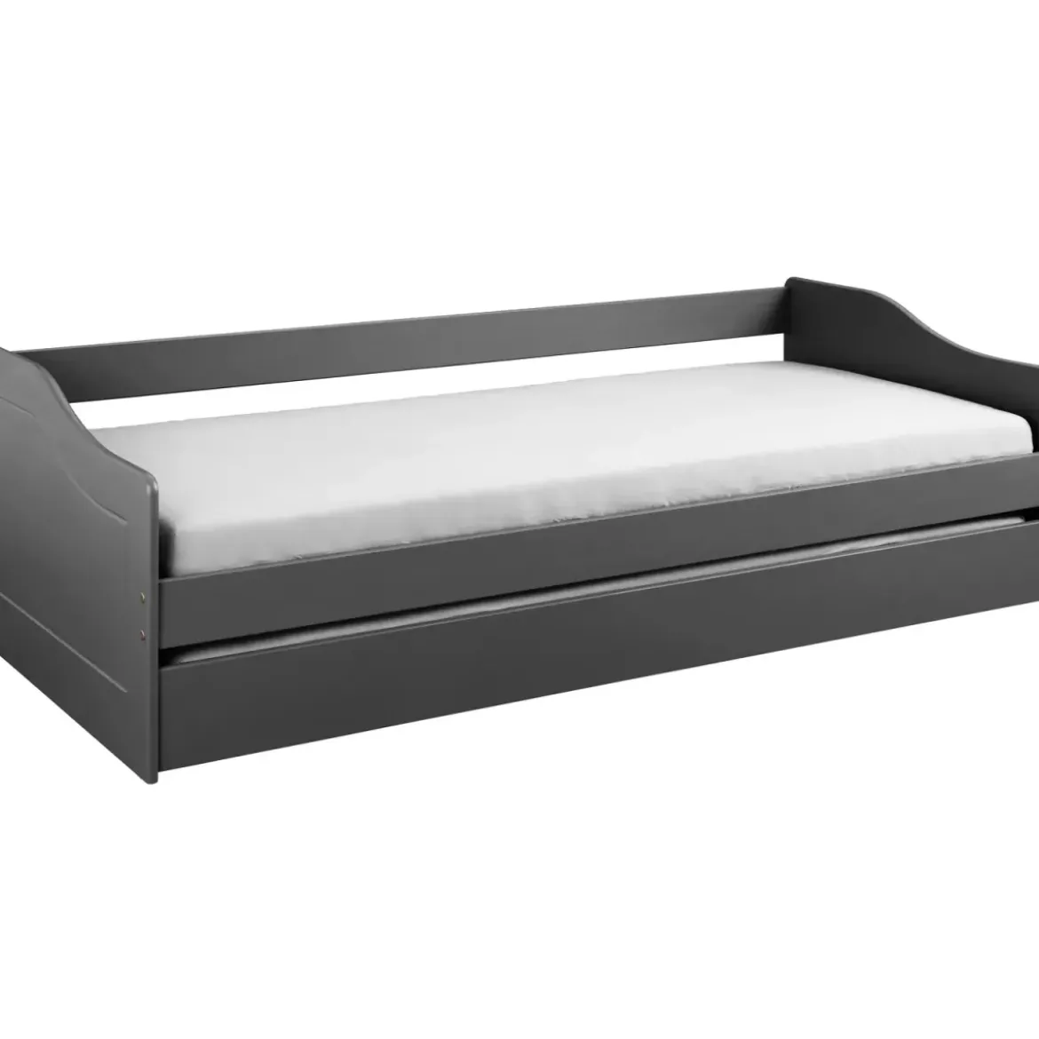 Letto Singolo 90x200 Salvaspazio Struttura Grigio con Cassettone Estraibile
