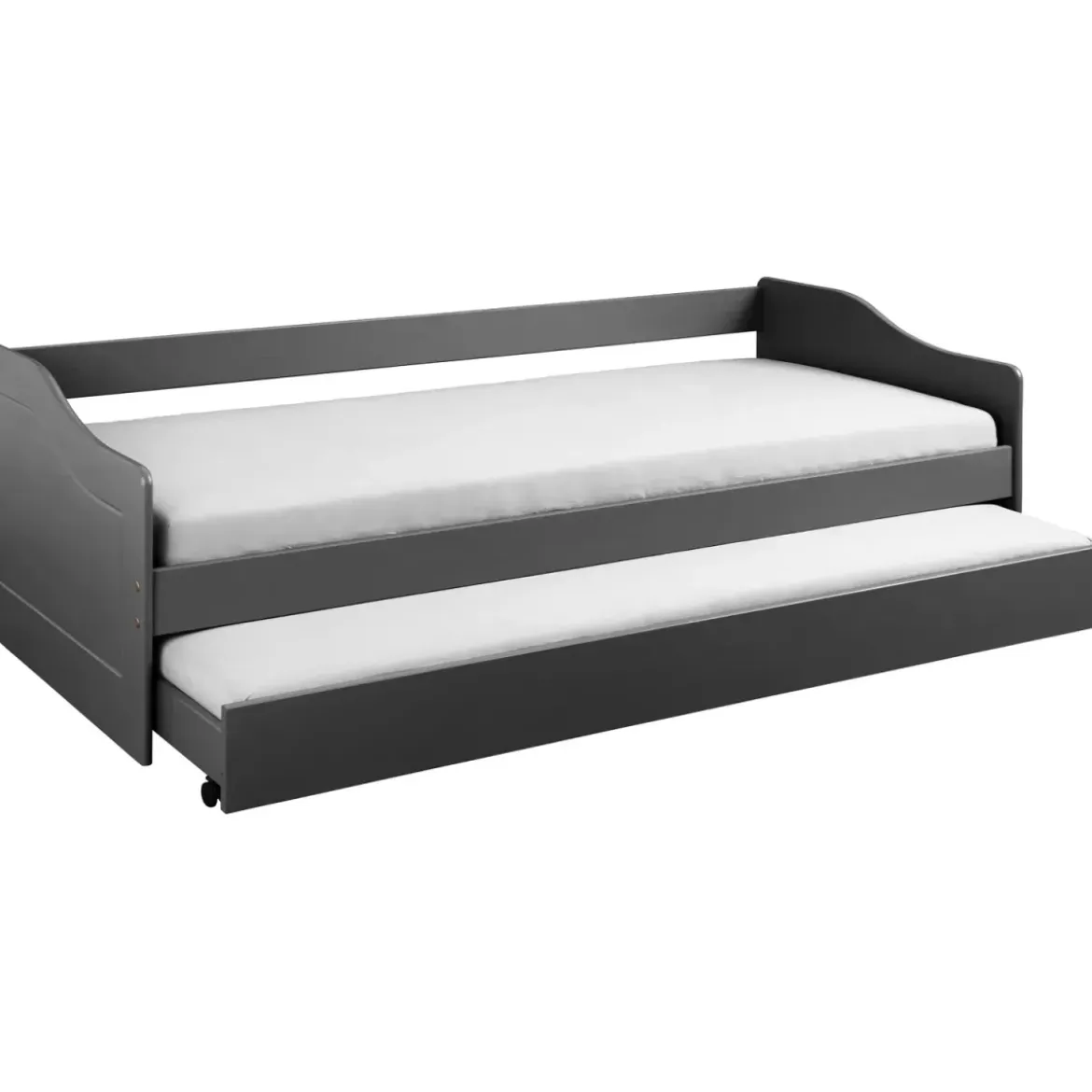Letto Singolo 90x200 Salvaspazio Struttura Grigio con Cassettone Estraibile