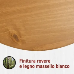 Letto Una Piazza e Mezza 120x200 cm in Pino Massello Bianco Rovere
