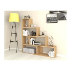 Libreria a Cubi a Scala Rovere Moderna Mensole Legno Divisorio Scaffali Ufficio