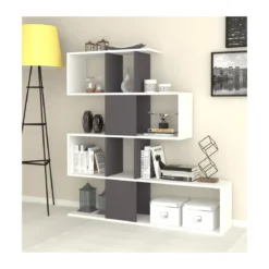 Libreria a Cubi Snake Bianca Moderna Mensole Mobile in Legno Scaffali da Ufficio