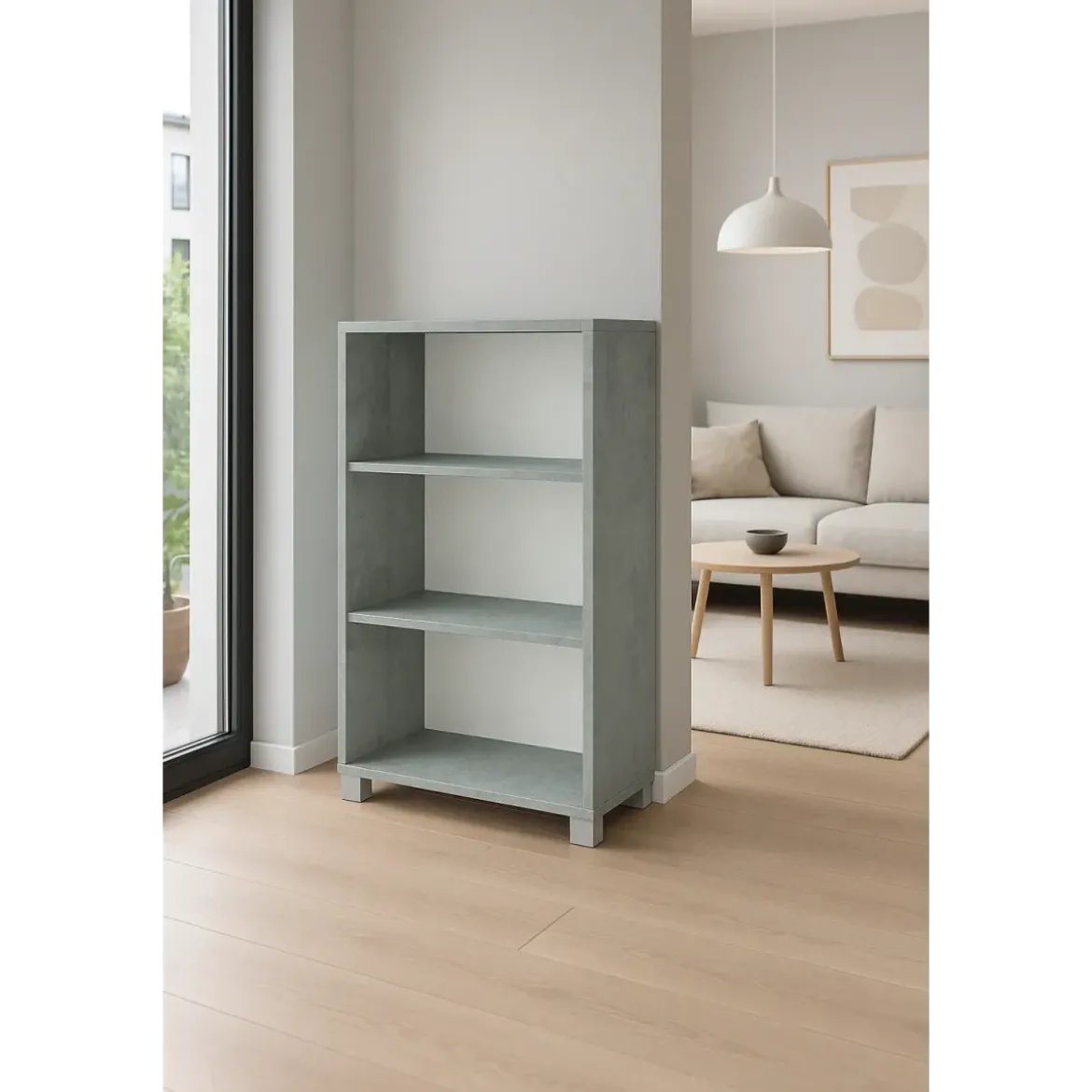 Libreria a Giorno 70x29x118 cm Cemento Ripiani Regolabili