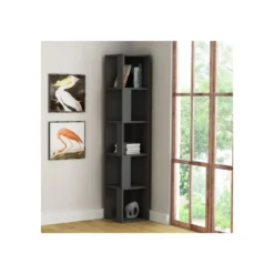 Libreria Angolare 5 ripiani Antracite 31x31x158 cm