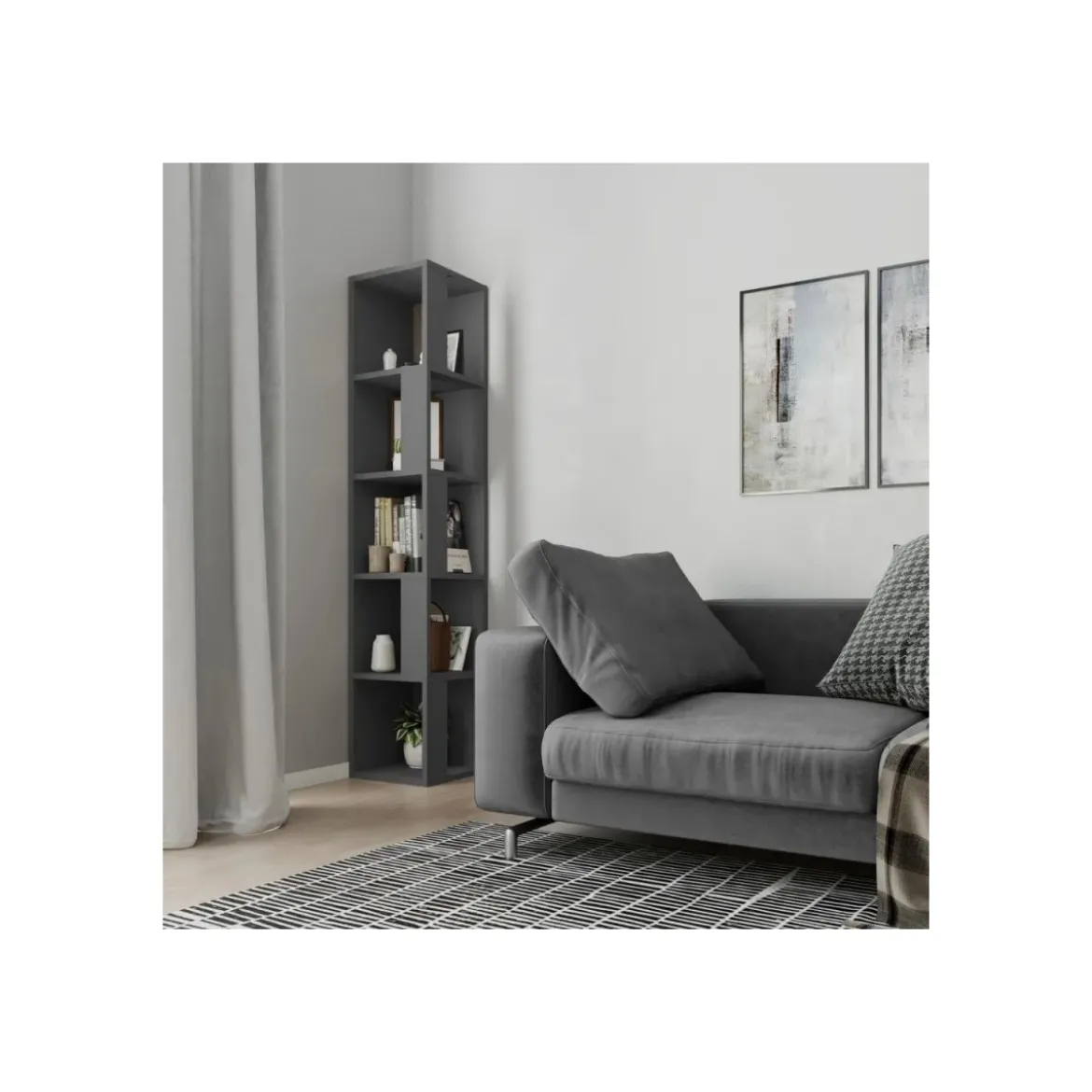 Libreria Angolare 5 ripiani Antracite 31x31x158 cm