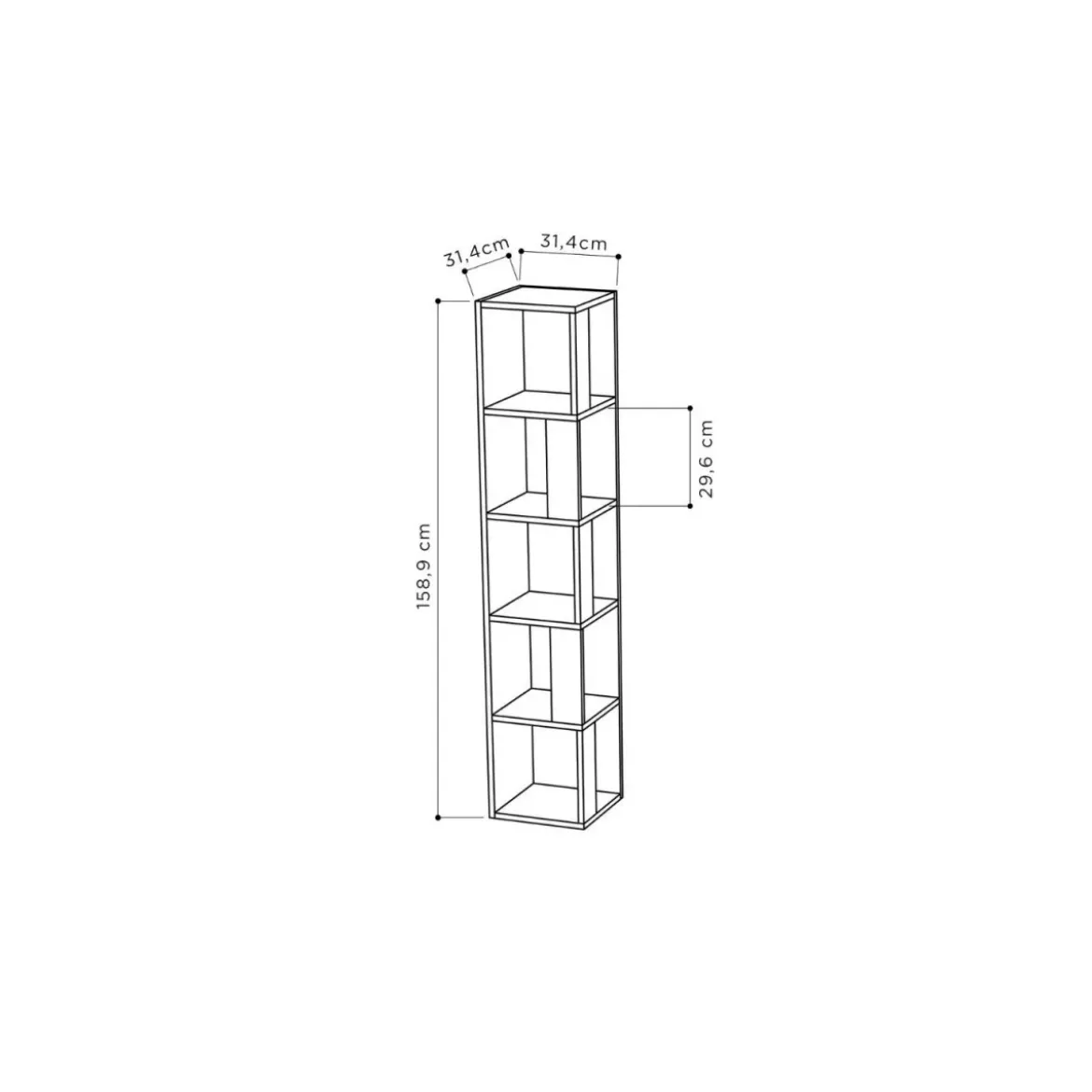 Libreria Angolare 5 ripiani Antracite 31x31x158 cm