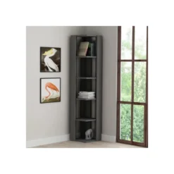 Libreria Angolare 5 ripiani Grigia 34x34x161 cm