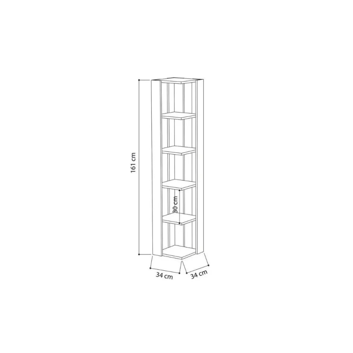 Libreria Angolare 5 ripiani Grigia 34x34x161 cm