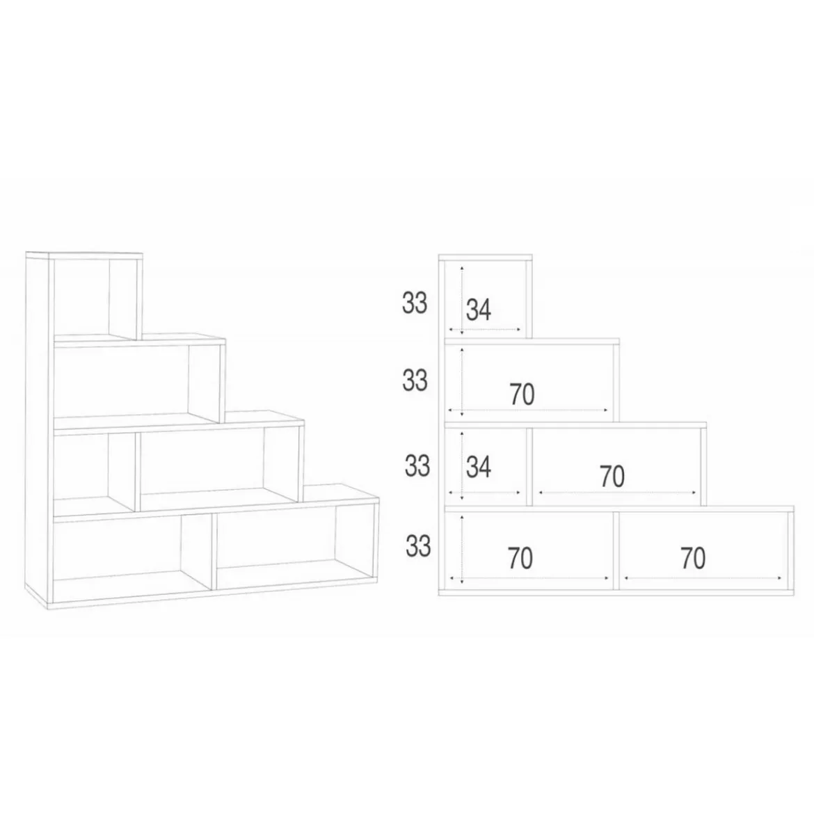 Libreria a Scala Bianco Vani Moderna Mensole Scaffale Ufficio Studio