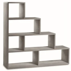 Libreria a Scala Cemento Vani Moderna Mensole Studio Scaffale Ufficio
