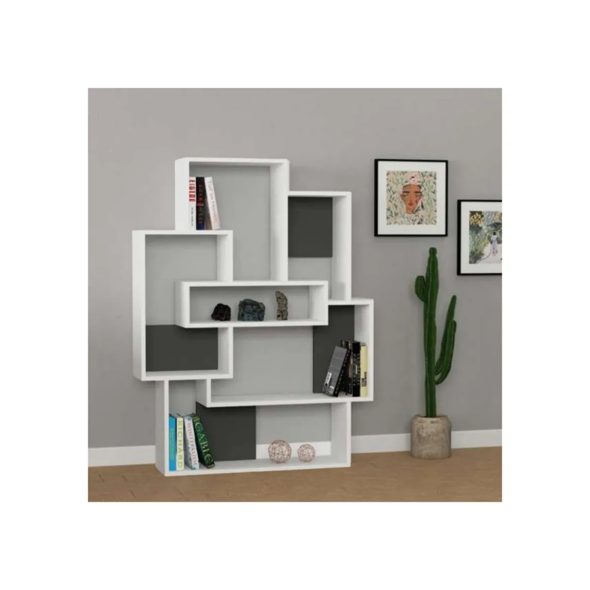 Libreria Bianca in Legno Salone e Ingresso Stile Moderno