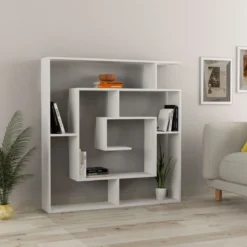 Libreria Bianca Labirinto Moderna Mobile in Legno 5 Ripiani