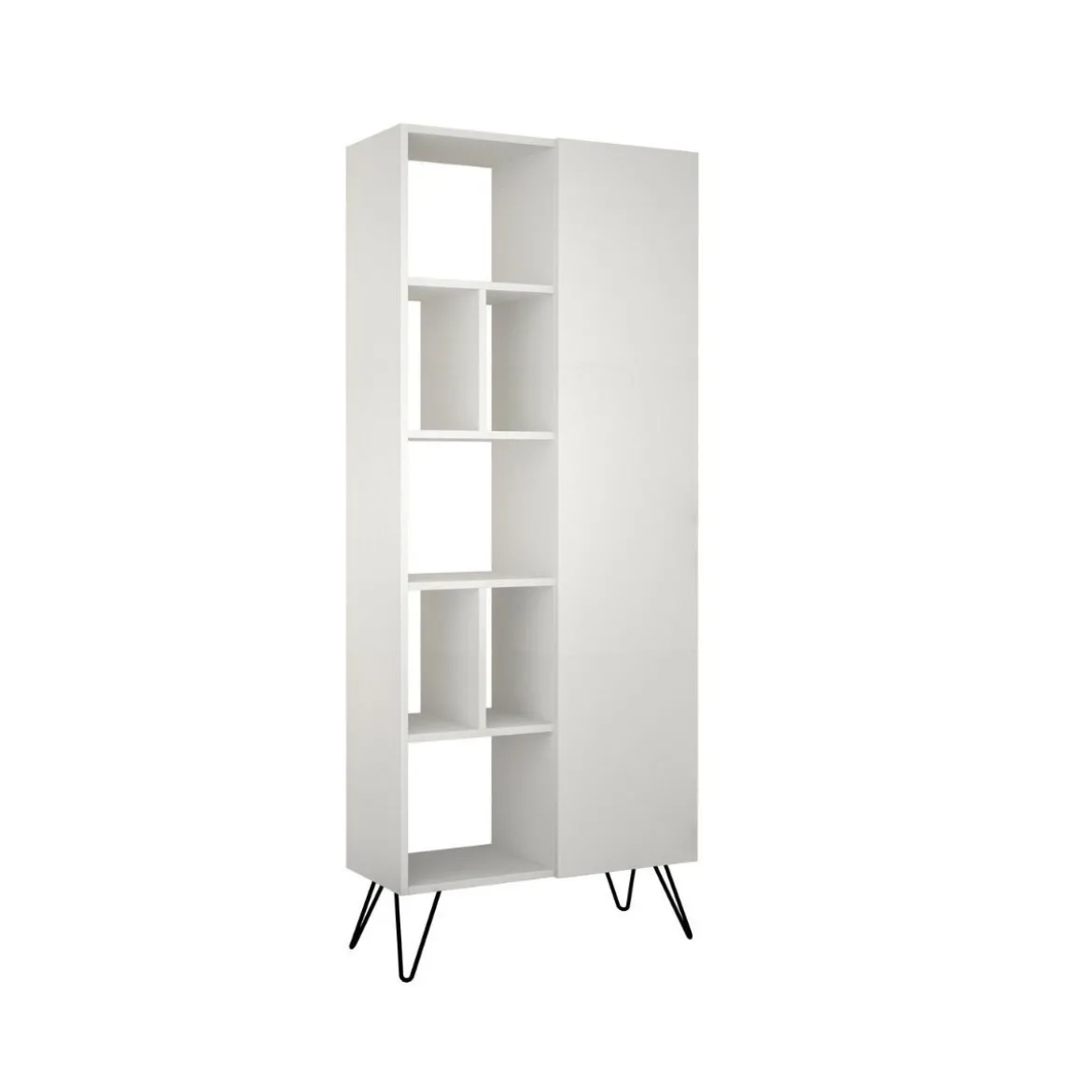 Libreria Bianca Moderna Scaffale Rettangolare con 11 Vani in Legno