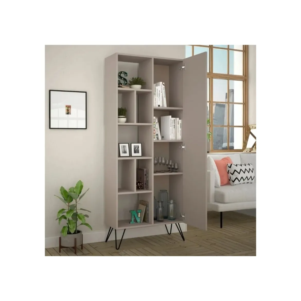 Libreria con Anta 7 Ripiani Antracite 80,6x191 cm
