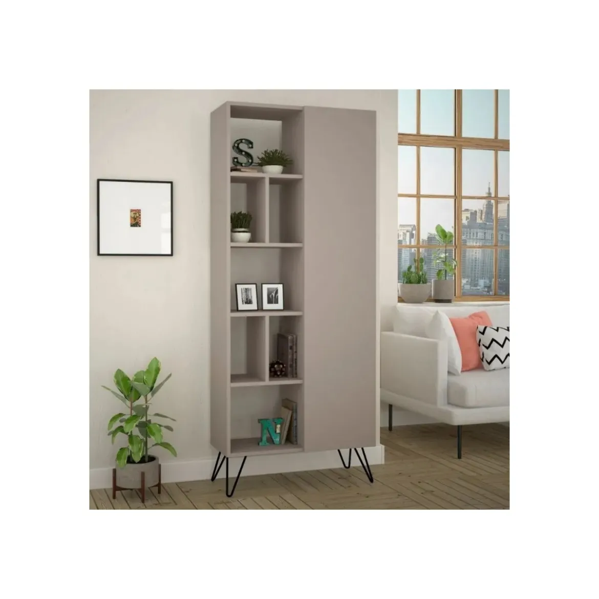 Libreria con Anta 7 Ripiani Antracite 80,6x191 cm