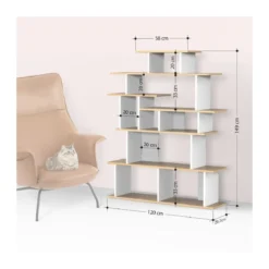 Libreria Design in Legno 120x29x149 cm Bianca e Antracite per Interni