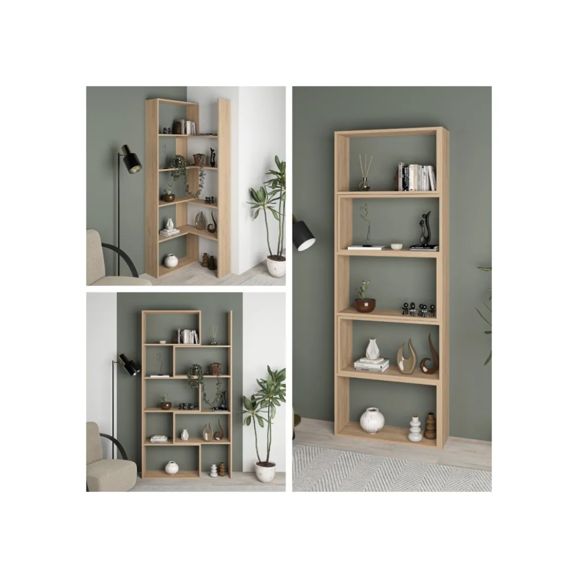 Libreria Estensibile Moderna Angolare Rovere