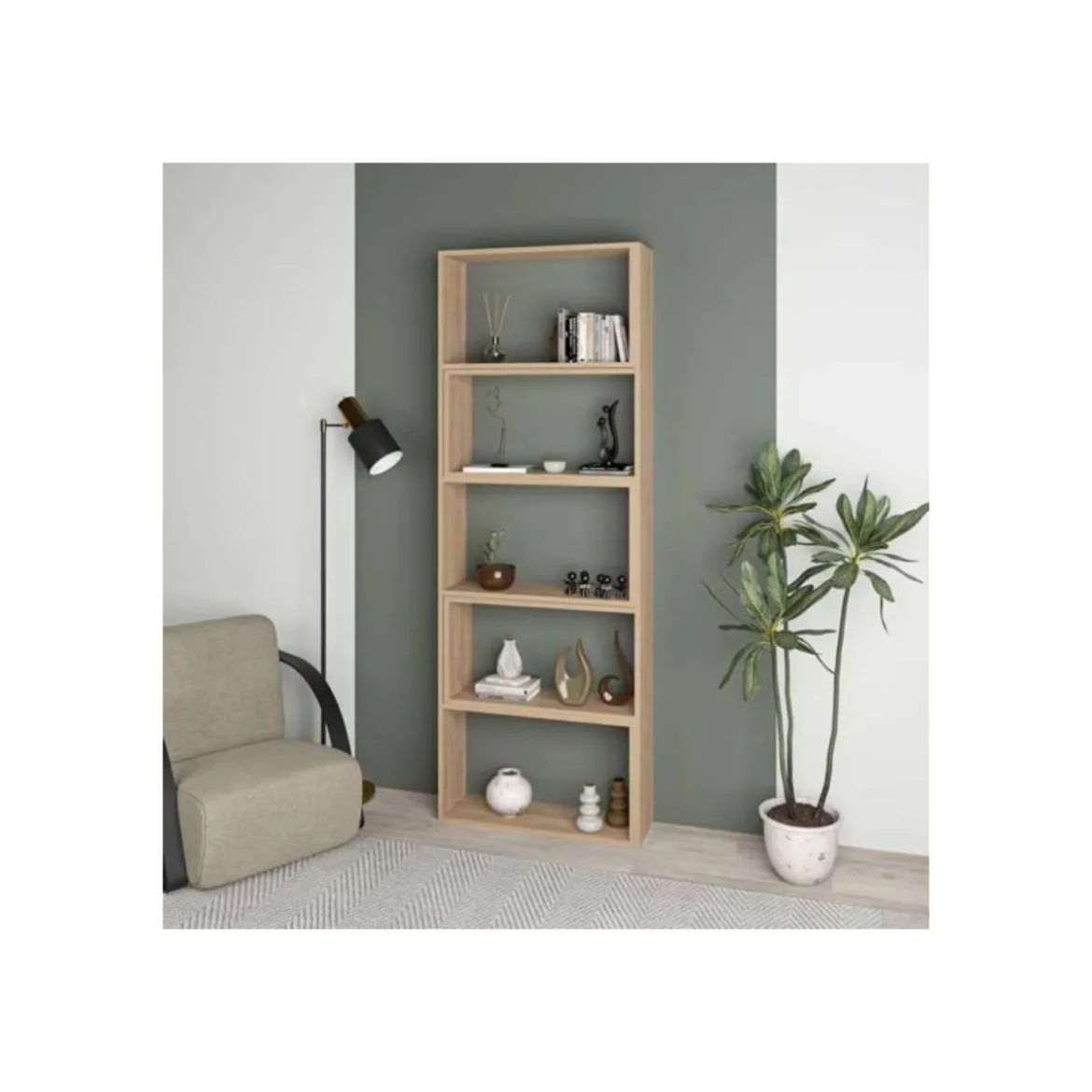 Libreria Estensibile Moderna Angolare Rovere