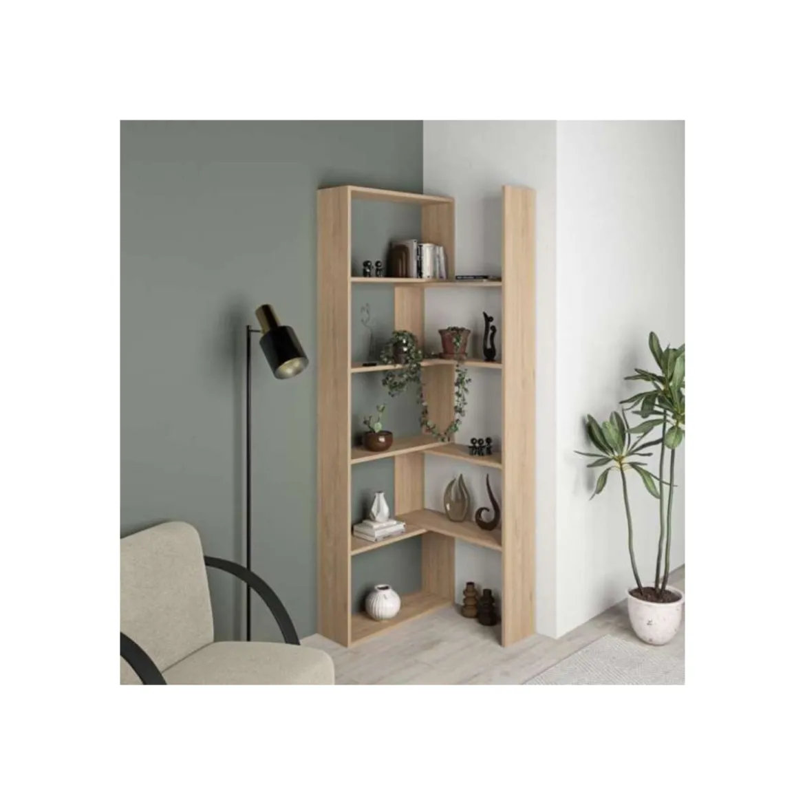Libreria Estensibile Moderna Angolare Rovere