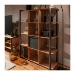 Libreria Indrustial Rovere Quercia a Cubi in Legno da Salotto Ingresso
