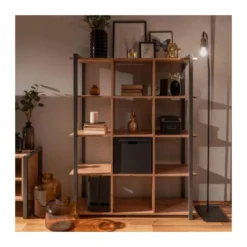 Libreria Indrustial Rovere Quercia a Cubi in Legno da Salotto Ingresso