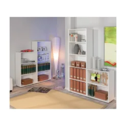 Libreria in Legno 60 Bianca Alta 180 Stretta Scaffali Ripiani Ufficio Moderna