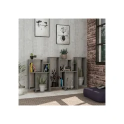 Libreria in Legno Cemento Orizzontale Verticale Bifacciale Moderna