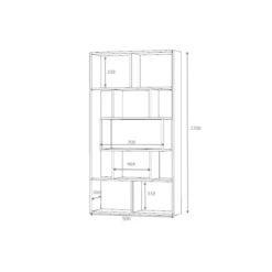 Libreria in Legno Cemento 5 Ripiani a Giorno Mobile per Ufficio Camera Bambini