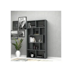 Libreria in Legno Cemento 5 Ripiani a Giorno Mobile per Ufficio Camera Bambini