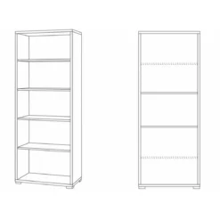 Libreria in Legno Noce con 5 Ripiani a Giorno Ufficio Scaffale Moderna