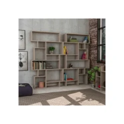 Libreria in Legno Tortora Verticale Orizzontale Moderna Bifacciale