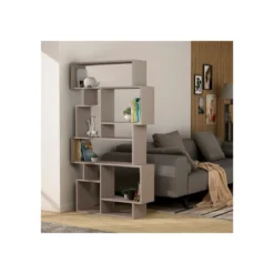 Libreria in Legno Tortora Verticale Orizzontale Moderna Bifacciale
