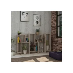 Libreria in Legno Tortora Verticale Orizzontale Moderna Bifacciale