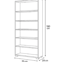 Libreria Moderna 70x29x190 cm Bianca con Ripiani Regolabili