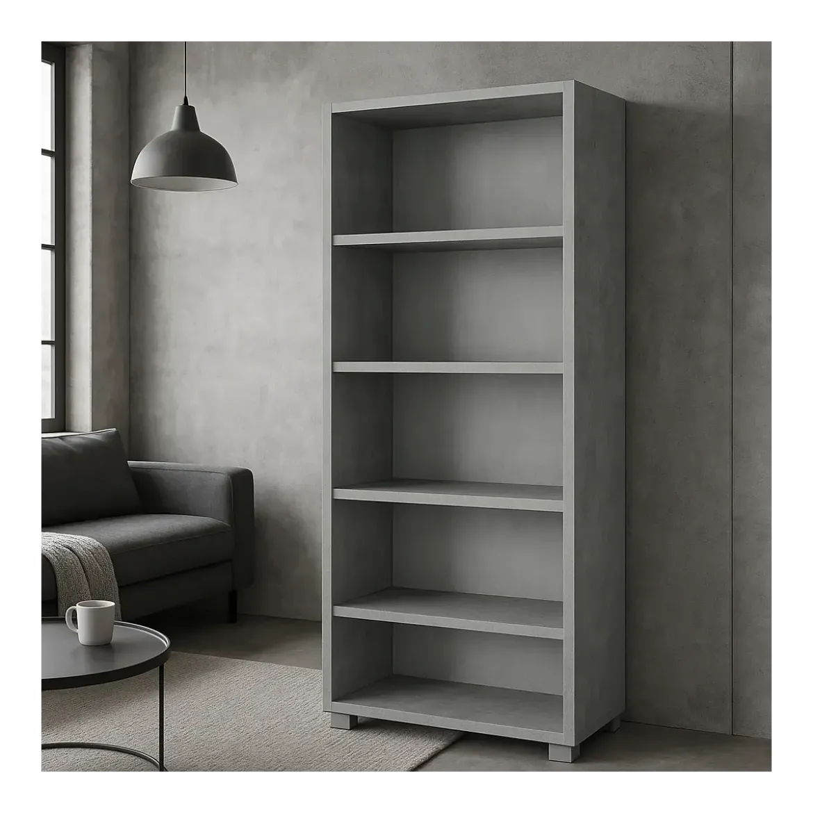 Libreria Moderna 70x29x190 cm Cemento Ripiani Regolabili