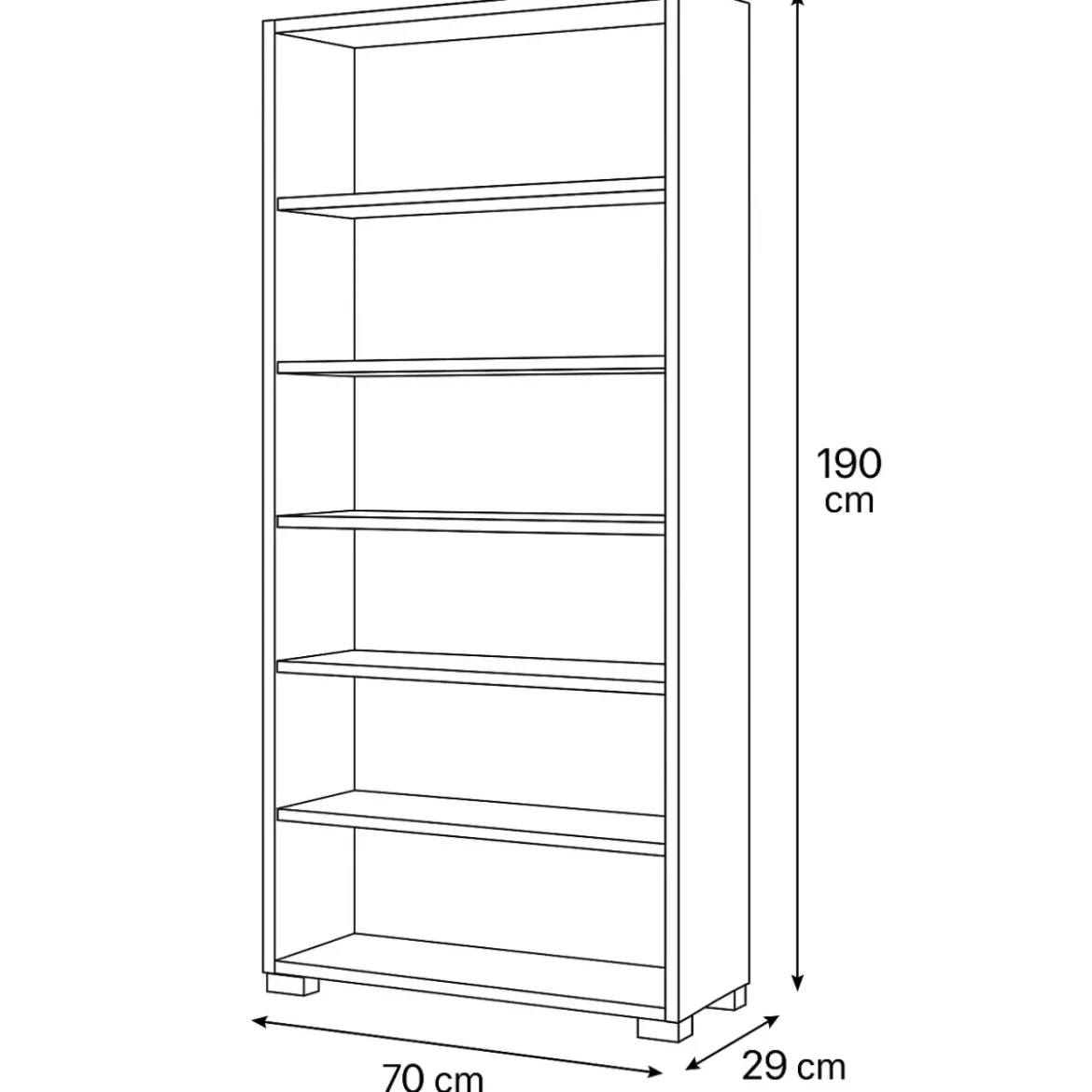 Libreria Moderna 70x29x190 cm Noce con Ripiani Regolabili